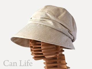 抗がん剤治療中のお出かけ帽子、夏用帽子／脱毛UVケア帽子／大きいつば付きキャスケット（春夏秋OK）（ベージュ）