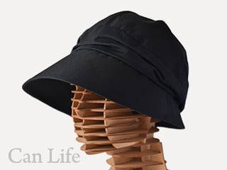 抗がん剤治療中のお出かけ帽子、夏用帽子／脱毛UVケア帽子／大きいつば付きキャスケット（春夏秋OK）（ブラック）