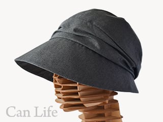 抗がん剤治療中のお出かけ帽子、夏用帽子／脱毛UVケア帽子／大きいつば付きキャスケット（春夏秋OK）（グレー）