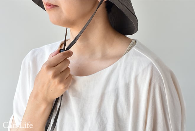 夏用帽子／脱毛UVケア帽子／つば広シンプルハット（春夏秋OK）の縫製部分