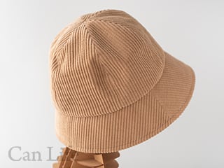 秋冬用帽子　脱毛UVケア帽子／コーデュロイハット　ベージュ