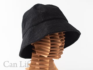 秋冬用帽子　脱毛UVケア帽子／コーデュロイハット　ブラック