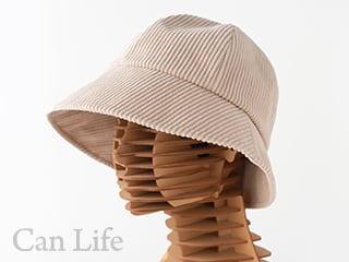 秋冬用帽子　脱毛UVケア帽子／コーデュロイハット　アイボリー