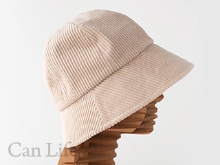 秋冬用帽子　脱毛UVケア帽子／コーデュロイハット　アイボリー