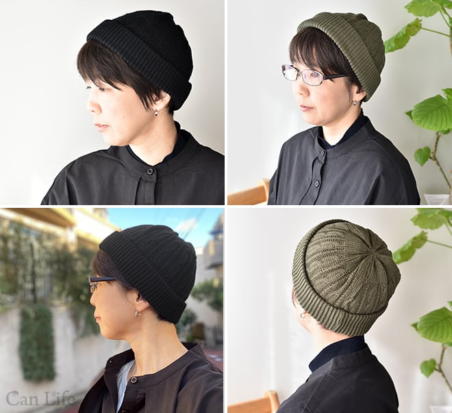 浅めのケーブル柄ニット帽子（男女兼用）