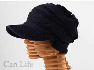 綿100％ つば付き帽子　ブラック