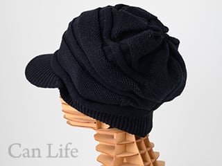 綿100％ つば付き帽子　ブラック