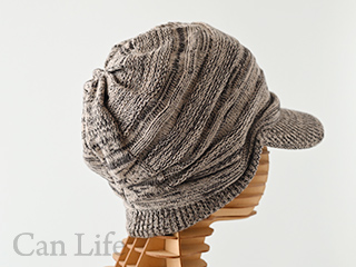 綿100％ つば付き帽子　ミックスベージュ