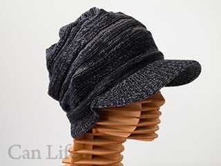 綿100％ つば付き帽子　ミックスグレー