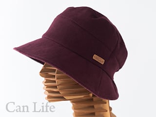 冬用脱毛ケア帽子／楽々うしろゴム・クロッシェ帽子　ワイン
