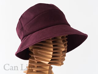 冬用脱毛ケア帽子／楽々うしろゴム・クロッシェ帽子　ワイン