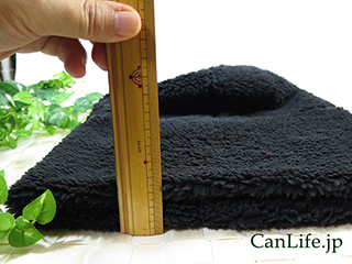 医療用帽子・抗がん剤帽子、冬用もふもふワッチ帽子（裏地付き）生地の厚み