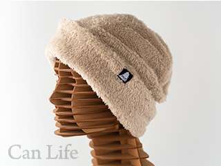 冬用もふもふワッチ帽子（裏地付き）ライトベージュ