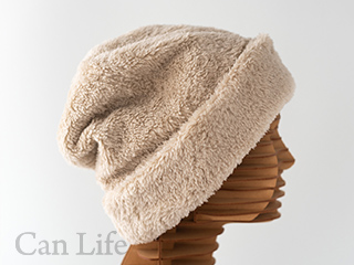 冬用もふもふワッチ帽子（裏地付き）ライトベージュ