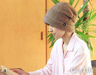 医療用帽子・抗がん剤帽子、冬用もふもふワッチ帽子（裏地付き）