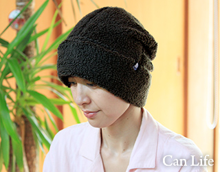 医療用帽子・抗がん剤帽子、冬用もふもふワッチ帽子（裏地付き）