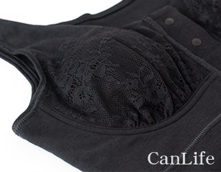 ブラ付き前開きタンクトップの花柄レース