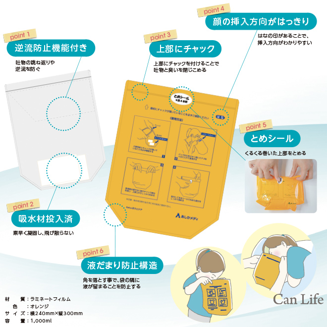 嘔吐袋のポイント