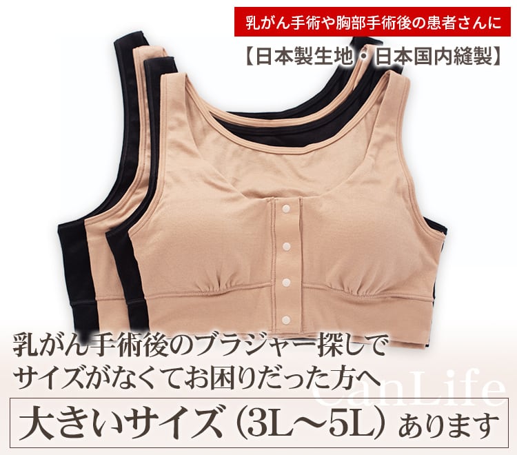 乳がん手術後のブラジャー探しで
サイズがなくてお困りだった方へ大きいサイズ（3L～5L）あります